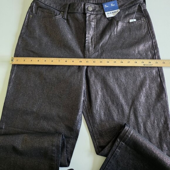 Old Navy Pants Womens 12 Black Metallic Shimmer High Rise OG Loose Whimsigoth - Picture 7 of 16